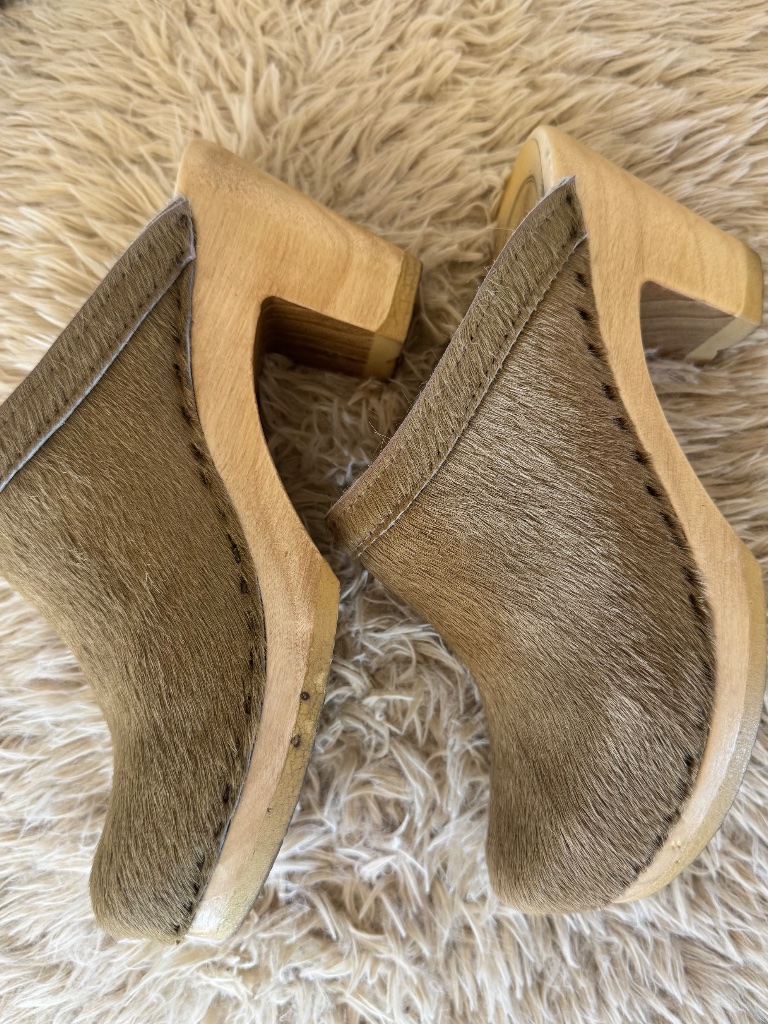 Like New No.6 Tan Suede Clogs With Wooden Heel — image 4 of 8